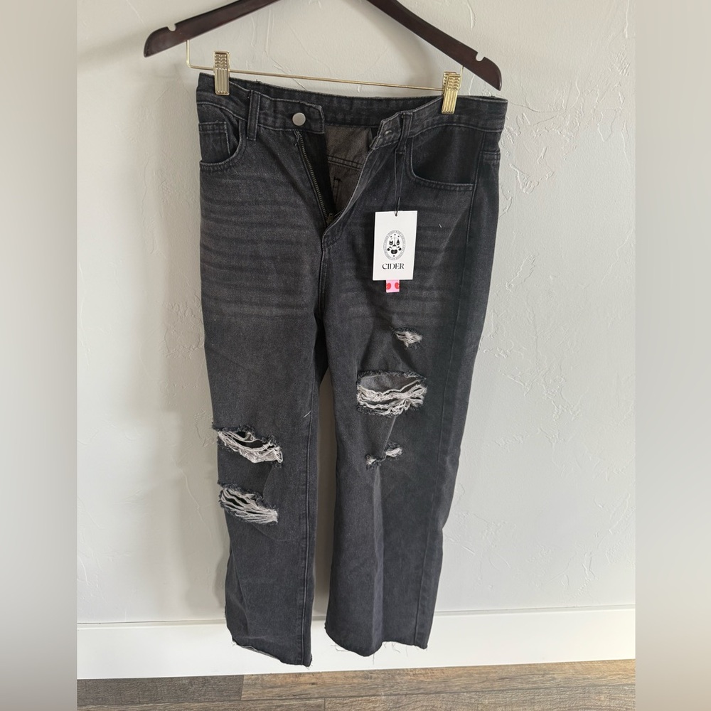 Cider Black Distressed Women Jeans